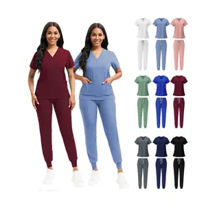 Jinteng Nursing Doctors Spandex Female Pet Dentistry Hospital Fashionable Medical 2 Piece Jogger Custom Scrubs Uniforms Sets