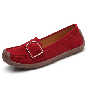 Scarpe Casual da <span class=keywords><strong>Donna</strong></span> in Pelle Scamosciata Antiscivolo Taglia 35-42 Rosso Beige Grigio Blu <span class=keywords><strong>Nero</strong></span> Cinque Colori <span class=keywords><strong>Mocassini</strong></span> Slip-on - Product Image 1