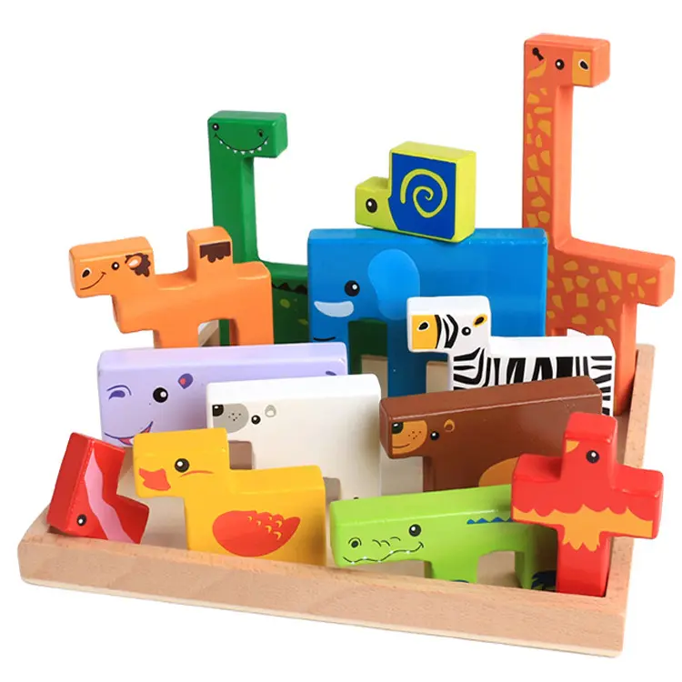 New Animal Classic Bricks Creative Wooden Building Block For Kids
