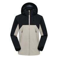 Veste de randonnée imperméable pour homme, coupe-vent, à capuche, pour la montagne, la randonnée et le camping, veste en tissu technique bicolore
