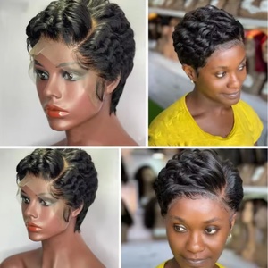 วิกผม Letsfly Pixie Curly ผมแท้ 100% วิกผมบ๊อบสั้น 13x4 ทรงพิกซี่คัท สี 99J วิกผมหน้าผากลูกไม้สำหรับผู้หญิงผิวสี - Product Image 4