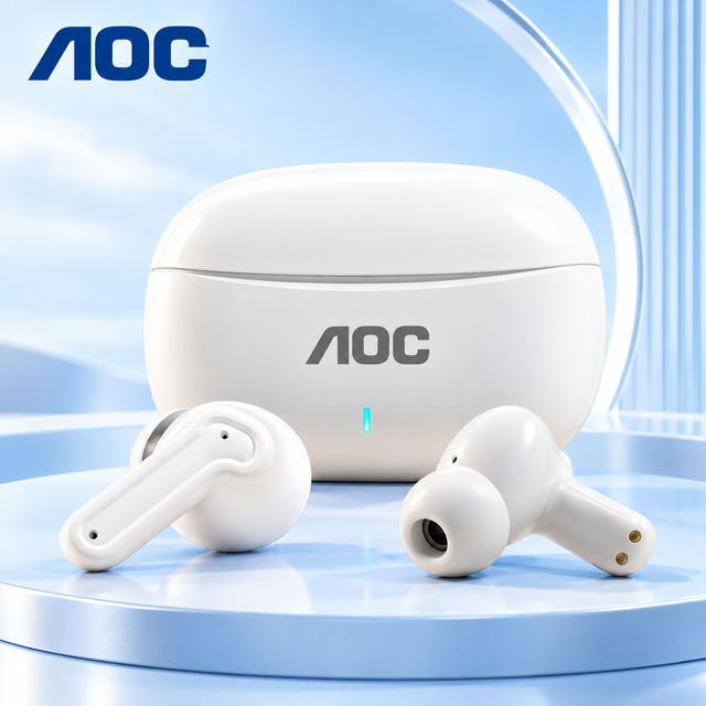 AOC True Wireless Earbuds ANC Noise Cancelling Earphones HiFi Stereo Sound in Ear Headset for Music Calling Business Daily Use