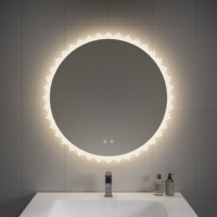 Capteur intelligent de contrôle d'écran tactile anti-buée irrégulier 800mm avec miroir de salle de bain éclairé par cercle Led réglable rond