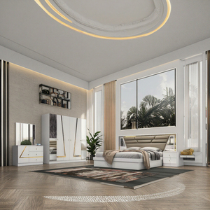 DAVINI Set Completo di Mobili per Camera da <span class=keywords><strong>Letto</strong></span>: <span class=keywords><strong>Letto</strong></span>, 2 Comodini, Armadio, Cassettiera, Tavolo, Design con Specchio, Altamente Personalizzabile per Appartamenti - Product Image 6