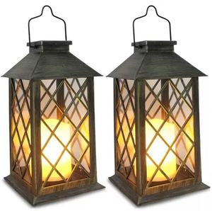 Lampes de <span class=keywords><strong>lanterne</strong></span> solaire rétro étanches pour l'extérieur avec source de lumière LED à effet de flamme pour le jardin à des fins décoratives - Product Image 2