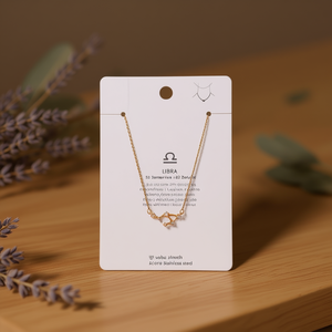 Collana con ciondolo zodiaco Libra in acciaio inossidabile con zirconi cubici, gioielli di moda da donna - Product Image 2