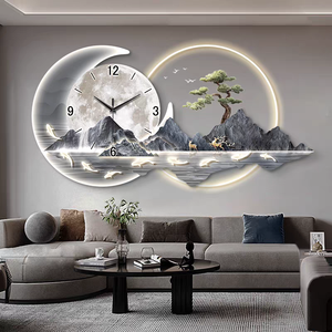 <span class=keywords><strong>Pintura</strong></span> Decorativa de Alta Gama para Sala de Estar con Reloj, Diseño de Árbol Lunar Tallado con UV, Reloj de Pared Acrílico con LED, Directo de Fábrica - Product Image 4