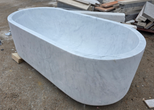 Baignoires ovales modernes sur mesure de luxe, exclusives, en marbre blanc/carrara, autoportantes, pour salle de bain, villa, hôtel - Product Image 5