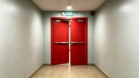 Porte coupe-feu en acier à double battant certifiée UL 180 minutes avec barre anti-panique pour sortie d'urgence, protection contre la fumée et le feu, porte anti-incendie