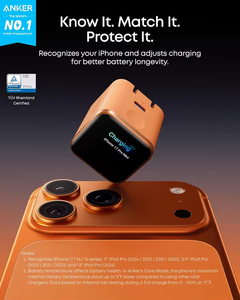 Chargeur intelligent <span class=keywords><strong>Anker</strong></span> A121D Nano 45W USB-C avec écran, charge rapide, reconnaissance intelligente, mode d'entretien intégré, prise pliable compacte à 180° - Product Image 2