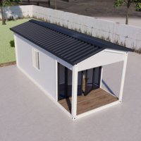 Villa Contenedor Prefabricada de 20 pies con Techo de Doble Pendiente y Terraza, Puerta de Cristal de Doble Ala, para Alojamiento Panorámico