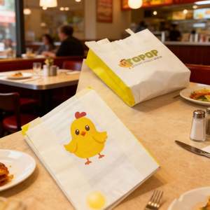 Sac en papier kraft recyclé écologique rose personnalisé pour biscuits, boulangerie, burgers, chocolat, repas, résistant à la graisse et à l'huile - Product Image 4