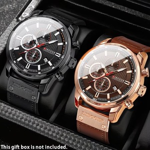 Orologio al quarzo sportivo da <span class=keywords><strong>uomo</strong></span>, 1 pezzo, con <span class=keywords><strong>cinturino</strong></span> in <span class=keywords><strong>pelle</strong></span> PU, quadrante rotondo, display con calendario, orologio da regalo premium per <span class=keywords><strong>uomo</strong></span> B927 - Product Image 2