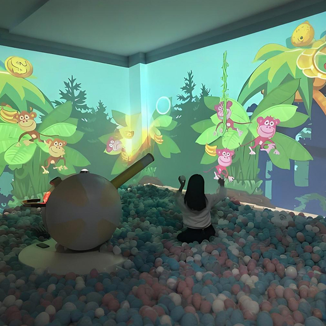 Interactive 3D Augmented Reality Wall and Floor Projection Mapping Systems for Indoor Playground Magic Theme Park Games