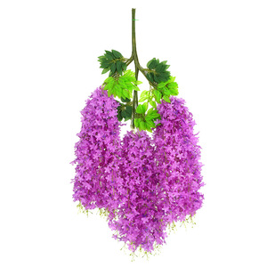 Fleurs artificielles en soie simulées, couleur lilas, pour décoration de mariage, décoration de la maison, art floral suspendu au plafond - Product Image 4