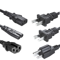 Câble d'alimentation US NEMA 1-15P SJTW IP11 15A, rallonge AC, fil PVC noir pour l'électronique grand public