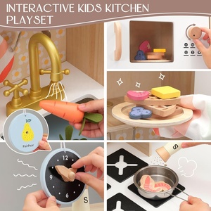 Juego de cocina de juguete de madera con cafetera, máquina de hielo y accesorios de cocina para jugar, juego de simulación, juguetes de cocina para niños pequeños, regalo para niños 3 + - Product Image 2