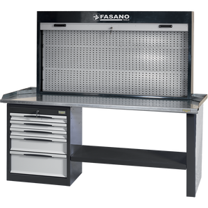 Banco de trabajo Fasano Tools con panel trasero perforado y cajones para reparación de automóviles - Product Image 1