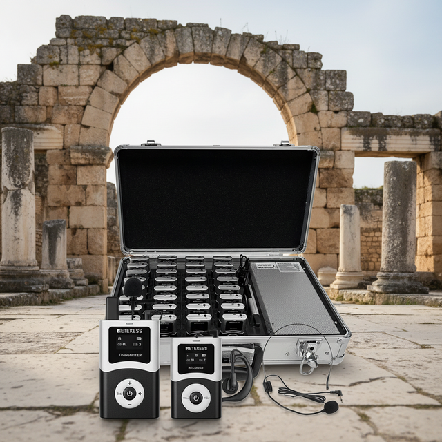 Wireless Anti-interference Digital BT Tour Guide System Kit with 21DBM 0-200m Range for tourist Hajj Umrah RETEKESS T130U T131U