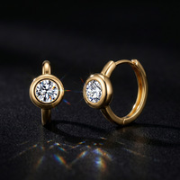 Venta al por Mayor Transfronteriza de Pendientes Unisex de Plata 925 con Diseño Geométrico Coreano-Europeo-Americano Minimalista y Micro-pavé de Moissanita