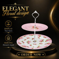 Plateau rond à gâteau en porcelaine Fine, support à pâtisserie en céramique de 2 niveaux pour la maison, les hôtels, les restaurants et les mariages, vente en gros en chine