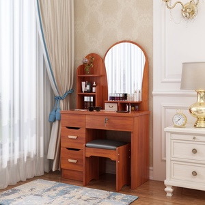 Coiffeuse trapézoïdale avec miroir pour chambre à coucher et chaise de coiffeuse - Product Image 4