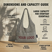 Sac fourre-tout tricoté à la main de couleur unie pour femme, broderie, design ajouré simple, pour la plage, à porter à l'épaule, pour le shopping décontracté
