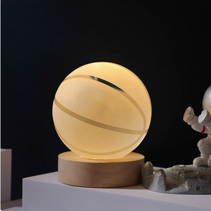 Lámpara LED con Base de Madera Pulida del Sistema Solar, Luz Nocturna de Planeta, Cristal Tallado en 3D con Láser para Mesa - Product Image 4