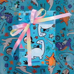 Vente en gros de haute qualité 80g 43*300cm papier d'emballage de dinosaure d'anniversaire papier d'emballage cadeau - Product Image 4