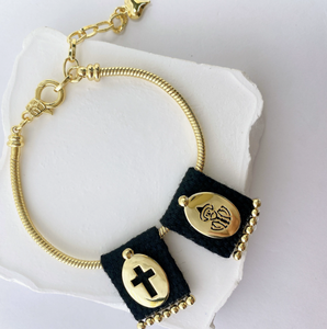 Pulsera <span class=keywords><strong>de</strong></span> dijes trenzada a mano <span class=keywords><strong>de</strong></span> moda, pulsera <span class=keywords><strong>de</strong></span> dijes con forma <span class=keywords><strong>de</strong></span> Virgen María, San <span class=keywords><strong>Benito</strong></span>, religión/<span class=keywords><strong>cruz</strong></span>/corazón - Product Image 5