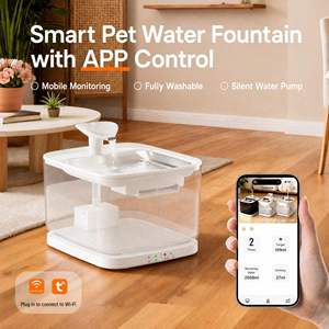 Fontaine à eau pour animaux domestiques, 3,2 L, automatique, intelligente, sans fil, alimentée par batterie, plateau en acier inoxydable, pour chat, chien, plusieurs animaux, intérieur, maison - Product Image 2