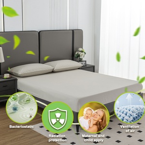 Drap-housse antistatique brodé 95% coton biologique 5% fibre d'argent 400TC écologique durable pour la maison et l'hôtel - Product Image 1