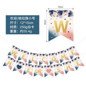 Striscione di benvenuto moderno del bambino con la piccola coda di pesce luna piena di <span class=keywords><strong>un</strong></span> <span class=keywords><strong>anno</strong></span> di festa decorazione elegante frac Banner - Product Image 6