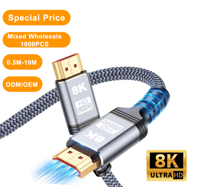 Special Price Mixed Wholesale 8K HDMI Cable 48Gbps Ultra High Speed HDMI Cable Braided Cord-4K120Hz 8K60Hz for TV/PS5/HDTV