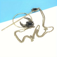 Épingle à cheveux vintage en forme de croissant de lune Kun Hong, accessoires baguette de sorcière viking plaquée argent, coiffe en alliage pour filles, 15 cm, cadeau