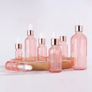 5m l10ml 15ml 30ml 50ml 100ml Roségold Hautpflege Serum Pink Glas Tropf flasche für Bart ätherisches Öl mit Pipette Großhandel