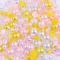 Perles en résine de tailles variées 3-10mm, semi-rondes, imitation perle plastique diamant 50G pour décorations d'ongles, accessoires de bijoux DIY