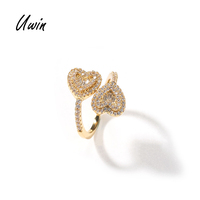2022 Neuankömmling Resizable Ring Herzform Quadratische Form Mode Trendy Ringe Bling Frauen Mann Schmuck