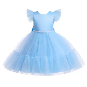 Girl Boutique Dress Ruffle Lace Applique Tulle Bowknot Flower Party Frocks For Young Girls