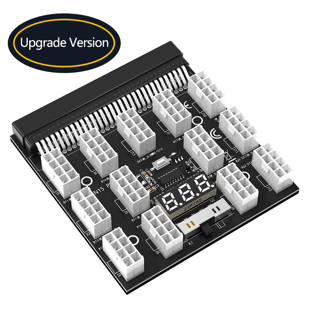 Upgrade Version ATX 13x 6/8Pin Power Supply Breakout Board Adapter Converter 12V with Voltage and Temperature Digital Display