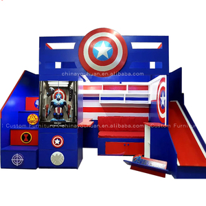 Lit superposé pour enfants en forme de maison dans les arbres, style <span class=keywords><strong>Superman</strong></span> américain, avec toboggan créatif pour garçons, série <span class=keywords><strong>Marvel</strong></span> personnalisée, lit superposé au-dessus d'une zone de loisirs en dessous - Product Image 5