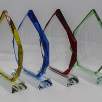 YL-2056 Trophée en verre cristallin transparent en forme d'iceberg, personnalisé, écologique, avec bordure colorée, gravure laser, coffret cadeau, vente en gros