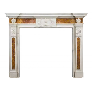 Cadre de <span class=keywords><strong>cheminée</strong></span> d'intérieur en marbre véritable autoportant en <span class=keywords><strong>pierre</strong></span> avec motif de fleurs pour une utilisation en hôtel - Product Image 6