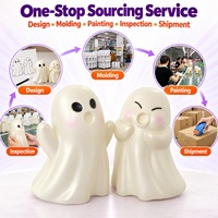 Adorables figurines de couple fantômes blancs, décorations d'Halloween, petits personnages effrayants pour chambre, bibliothèque, entrée