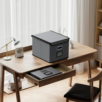 Caja Archivadora Rectangular Plegable de Tela Oxford 600D Resistente con Tapa y Organizador Deslizante de Plástico para Oficina, Hogar y Hotel