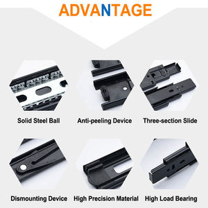 Glissière de tiroir amortissante épaissie, glissière de rebond hydraulique silencieuse, boule de piste de panier à trois sections - Product Image 4
