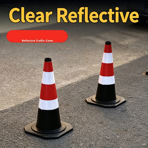 Cônes de signalisation routière prismatiques réfléchissants en PVC rouge haute intensité, les plus vendus, 37*37*75cm, indice de protection IP68, pour parkings - Product Image 1