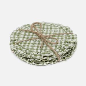 Sous-verres ronds à carreaux gingham les plus vendus, sous-verres réversibles en tissu à carreaux rustiques, sous-verres lavables en tissu gingham pour boissons - Product Image 5