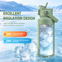 Bouteille d'eau isotherme à double paroi de 32 oz en acier inoxydable 304, avec bec verseur à ouverture rapide et paille hygiénique – Prix usine