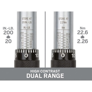 Clé dynamométrique à cliquet à tube plat avec poignée moletée, entraînement 1/4 pouce, 20-200 IN.LB (2.26-22.6 Nm) - Product Image 3